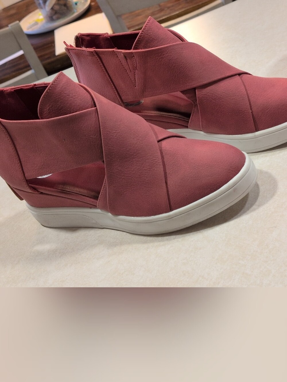 Journee Collection Women's Slip-On Crisscross Sneakers - Dusty Rose